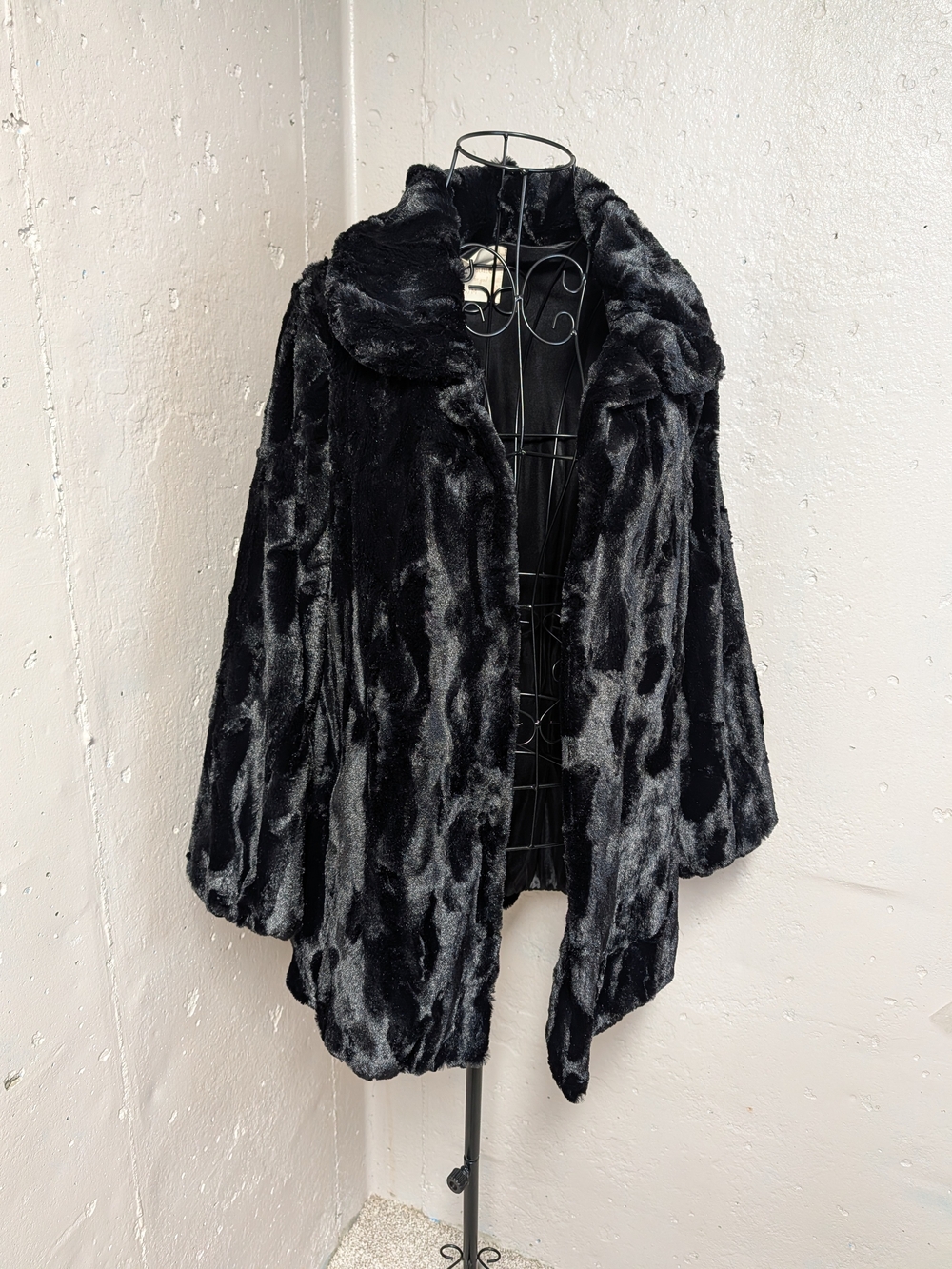 Altar’d State Black Faux Fur Glam Statement Coat